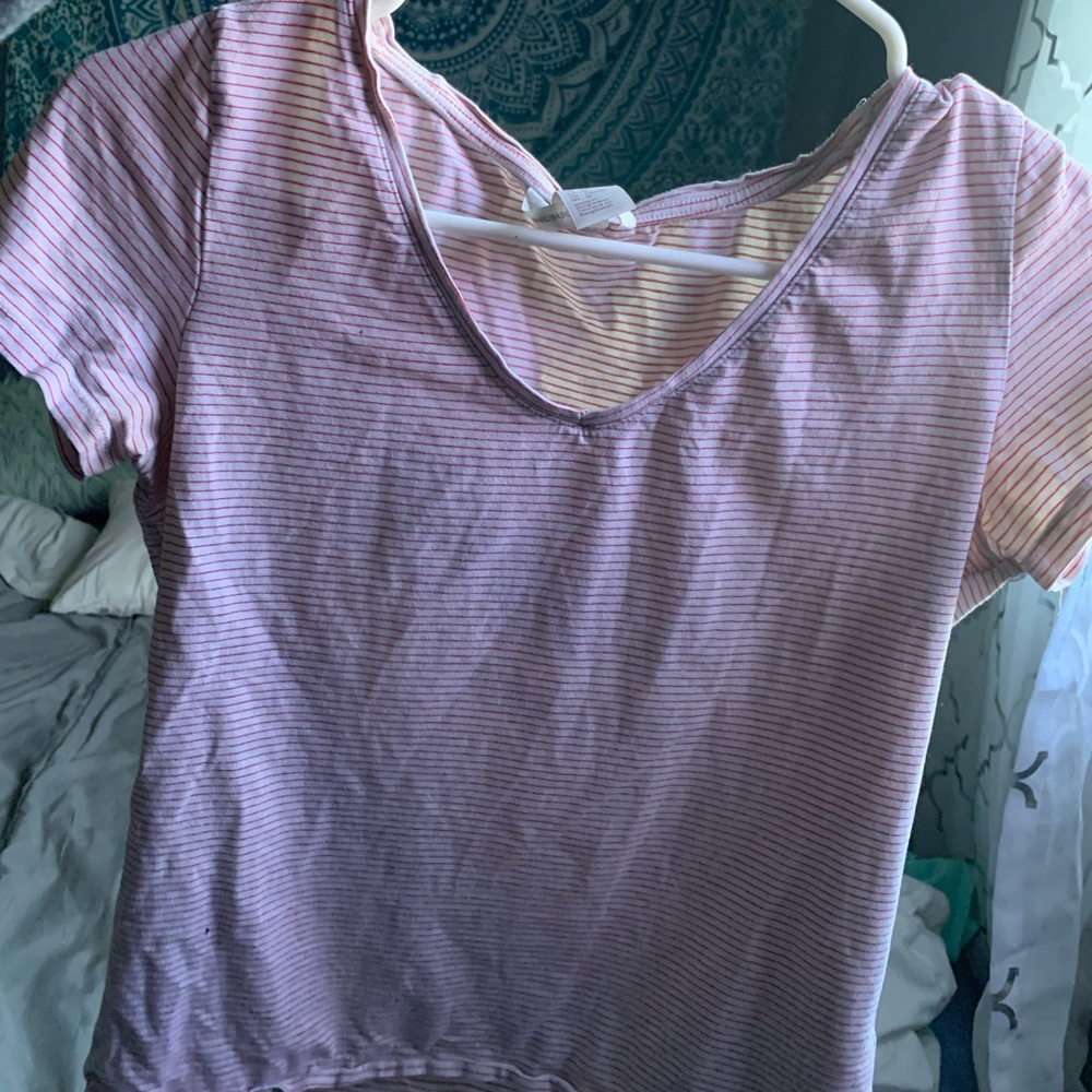 red and white striped shirt